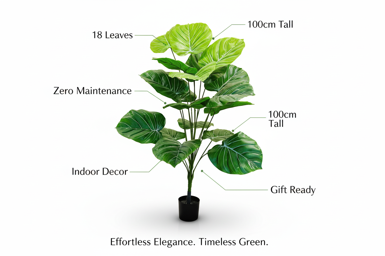 🪴 Elegant Large Green Leaf Decorative Plant