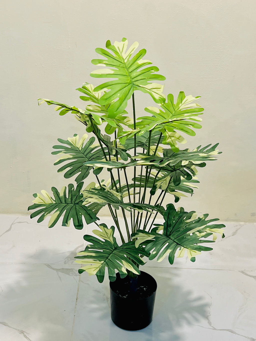 🤍🌿 Luxury White Floral Leaf Decor Plant