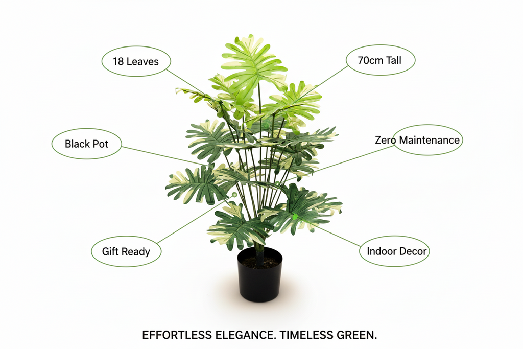 🤍🌿 Luxury White Floral Leaf Decor Plant