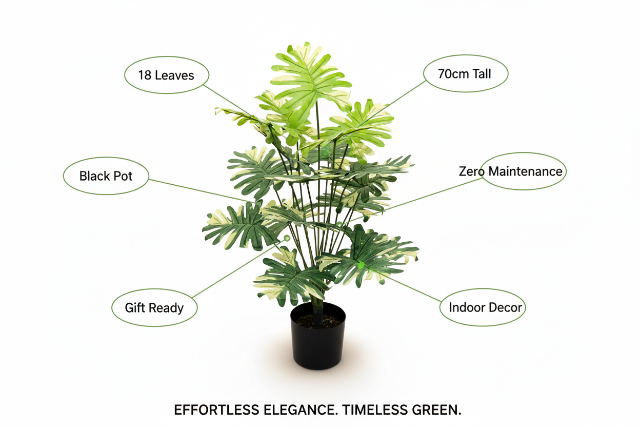🤍🌿 Luxury White Floral Leaf Decor Plant