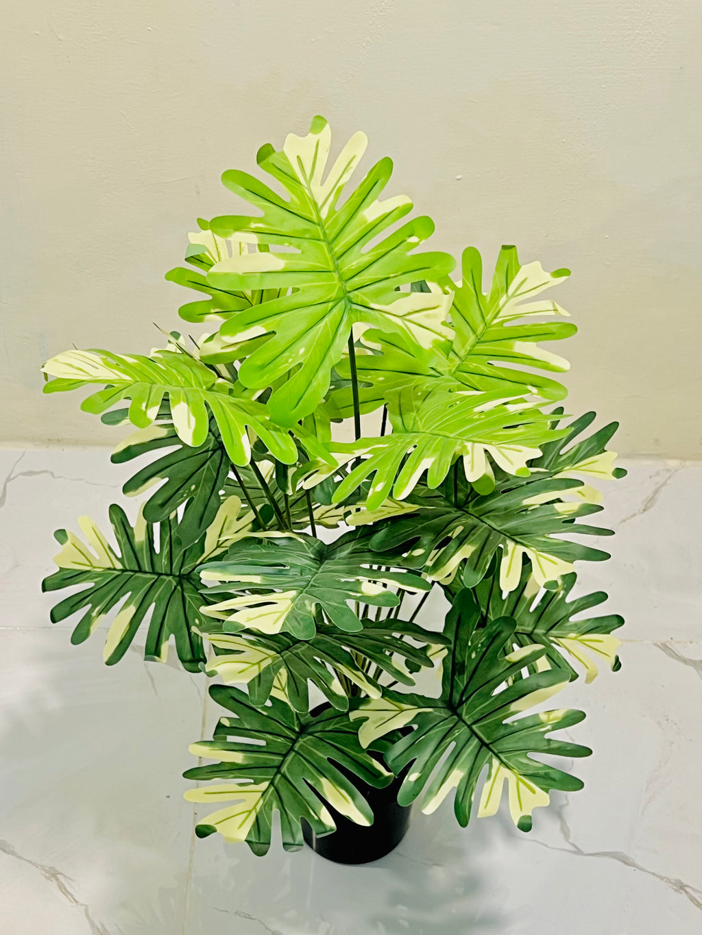 🤍🌿 Luxury White Floral Leaf Decor Plant