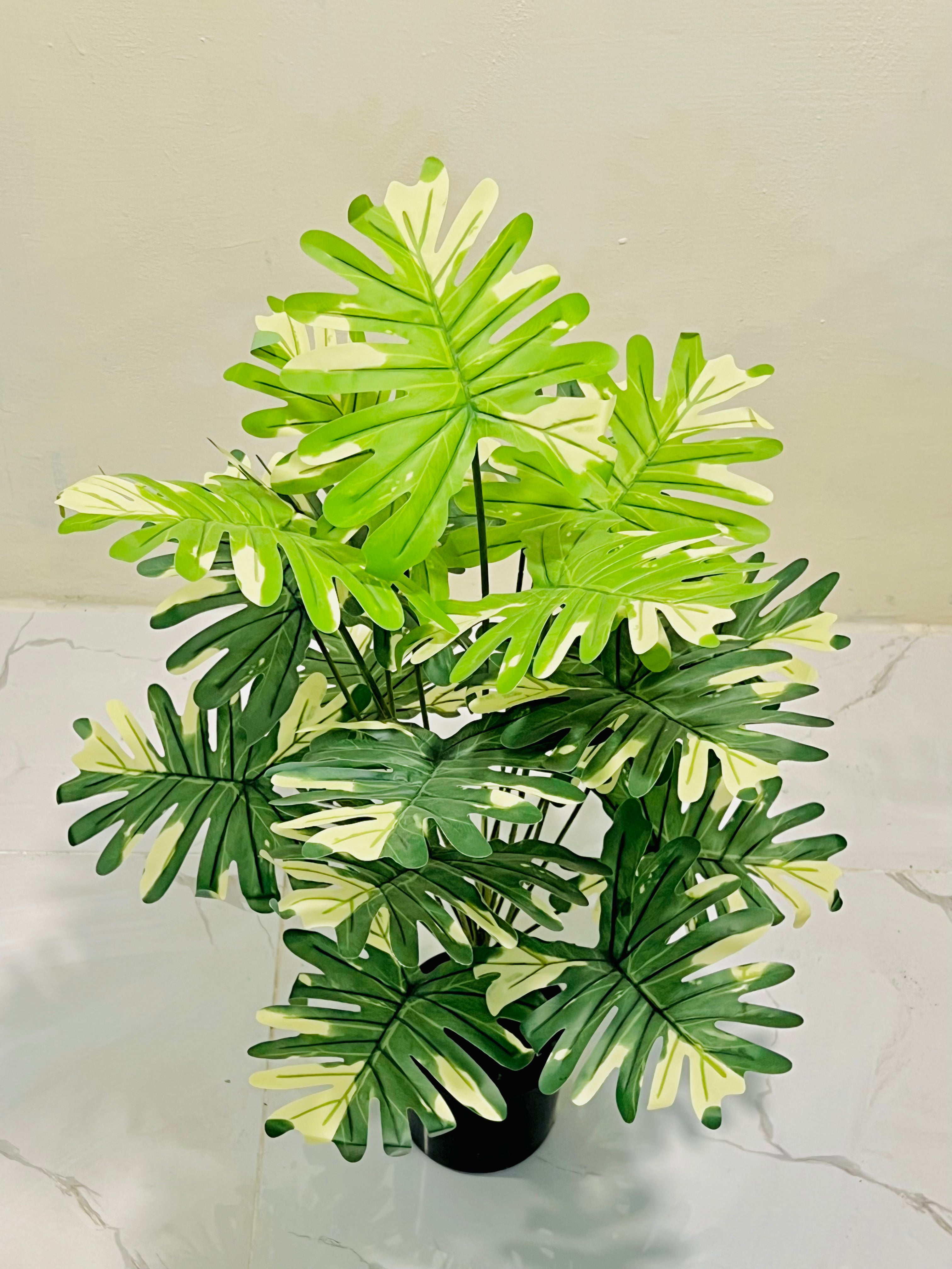 🤍🌿 Luxury White Floral Leaf Decor Plant