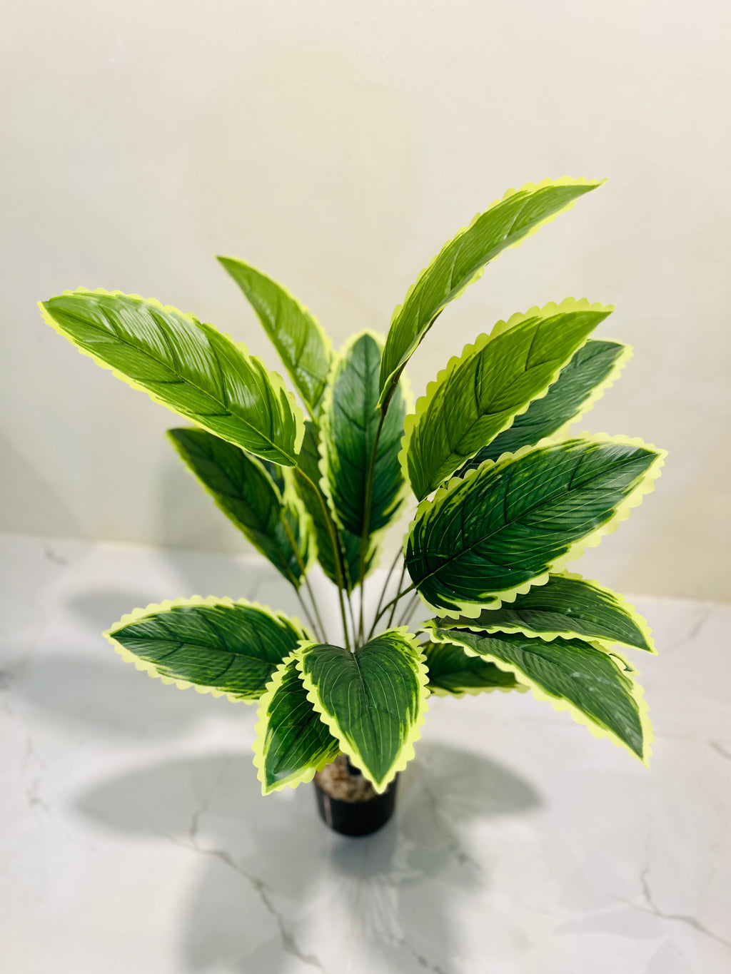 🌼✨ Sunlit Green Leaf  – Yellow & Green Plant